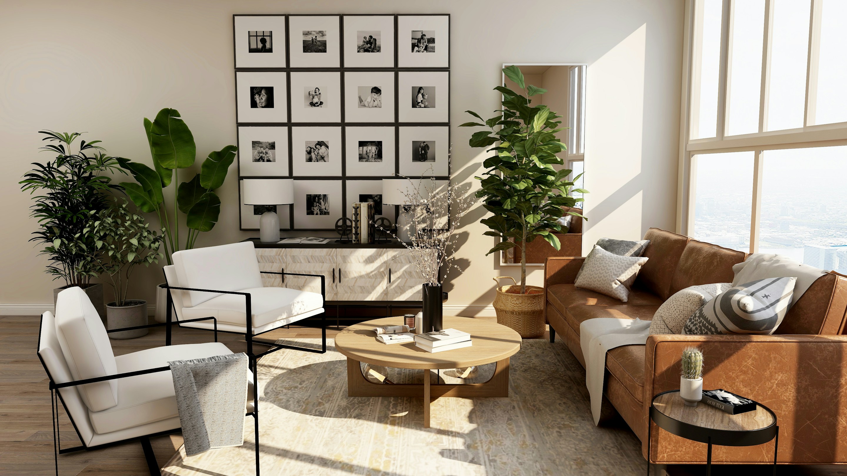 A softly styled interior setting